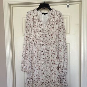 Frye Cream Long-Sleeve Floral Midi Dress